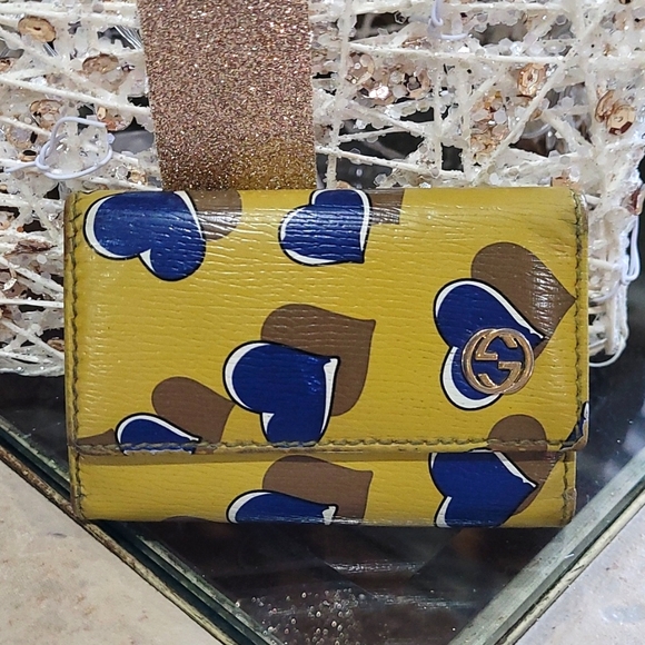 Gucci Bags Gucci Lime And Navy Heart Six Key Holder Poshmark